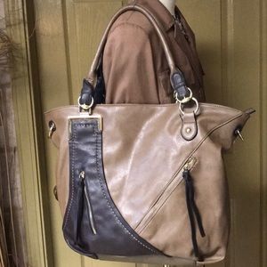 MG Collection brown leather tote